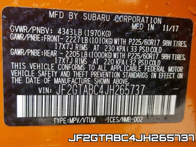 JF2GTABC4JH265737 фото 2