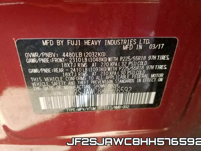 JF2SJAWC8HH576592 фото 2
