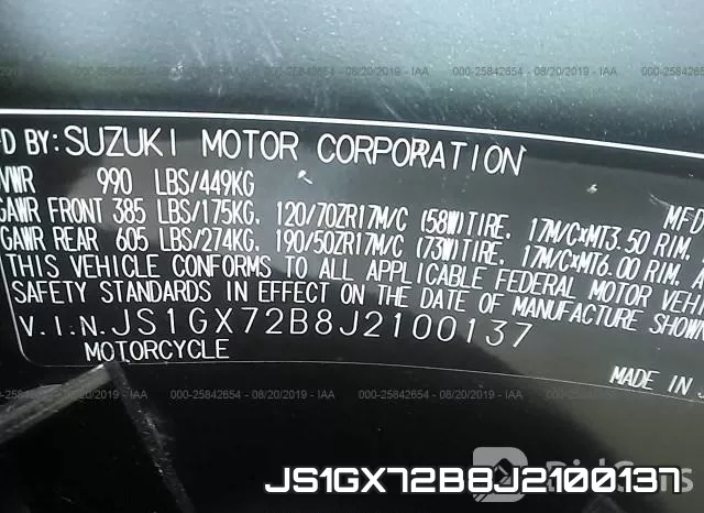 JS1GX72B8J2100137 фото 2