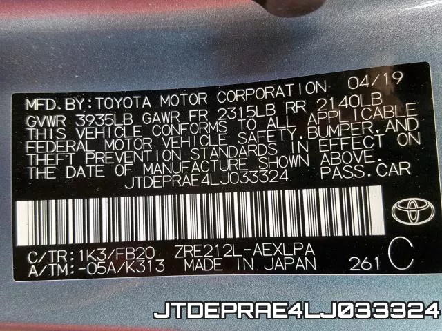 JTDEPRAE4LJ033324 фото 2