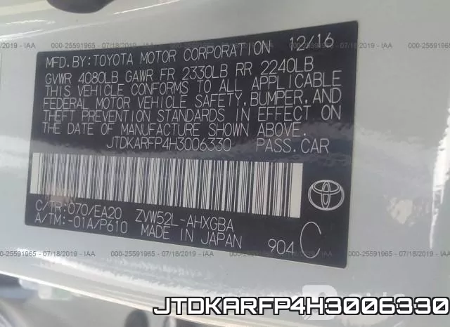 JTDKARFP4H3006330 фото 10