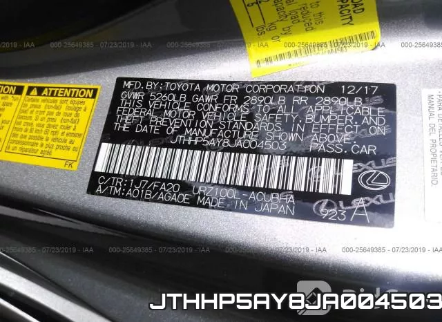 JTHHP5AY8JA004503 фото 10
