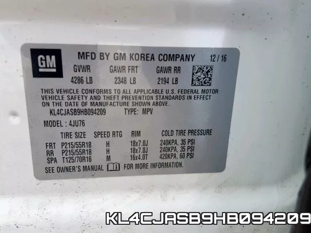 KL4CJASB9HB094209 фото 2