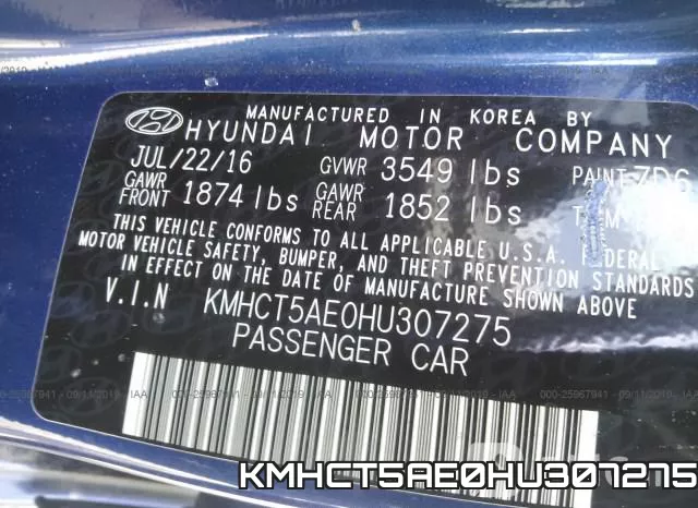KMHCT5AE0HU307275 фото 10