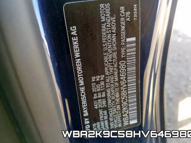 WBA2K9C58HV646980 фото 2
