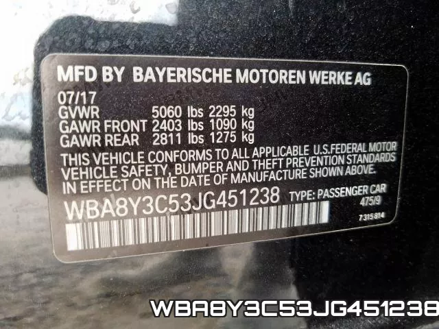 WBA8Y3C53JG451238 фото 2