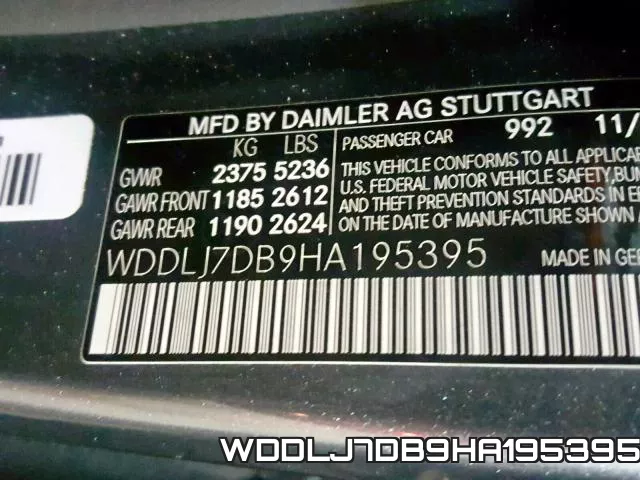 WDDLJ7DB9HA195395 фото 2