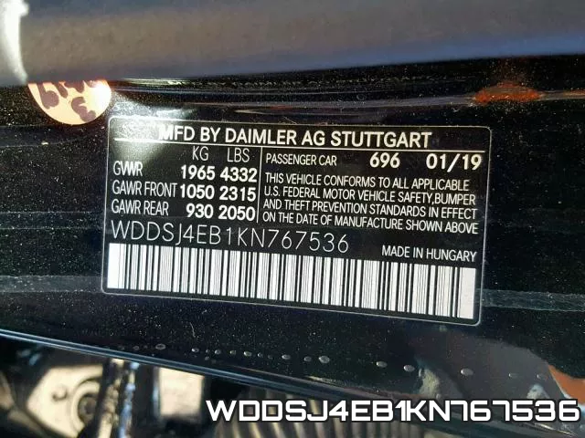 WDDSJ4EB1KN767536 фото 2