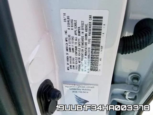 19UUB1F34HA003378 фото 2
