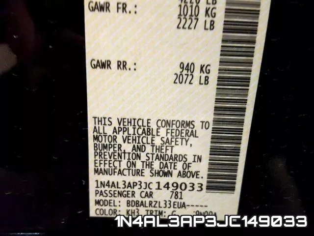 1N4AL3AP3JC149033 фото 2