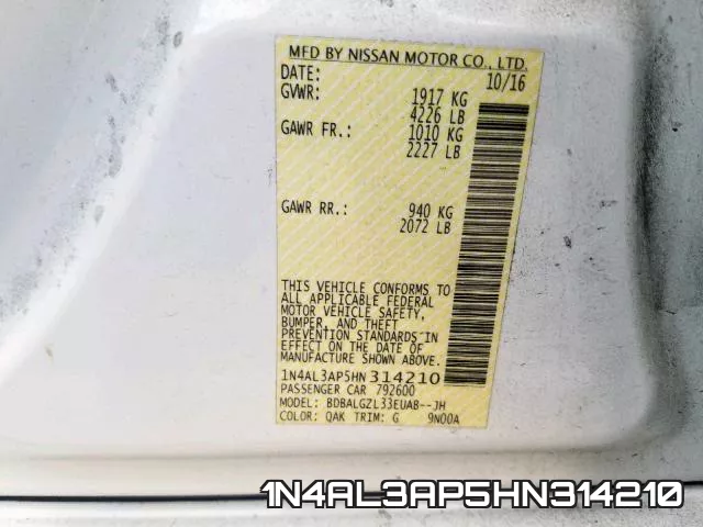 1N4AL3AP5HN314210 фото 2