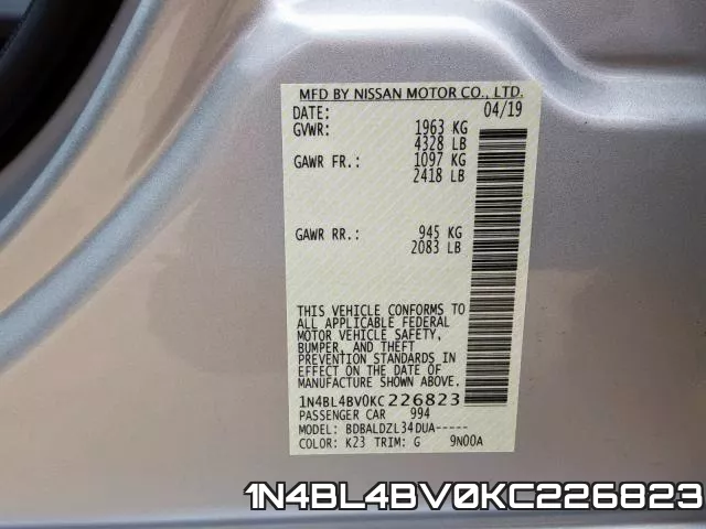 1N4BL4BV0KC226823 фото 2