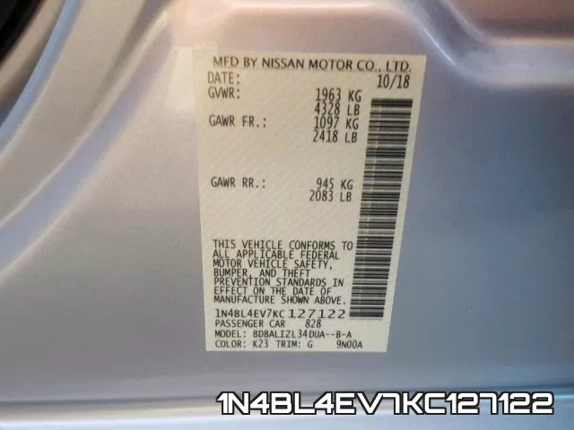 1N4BL4EV7KC127122 фото 2