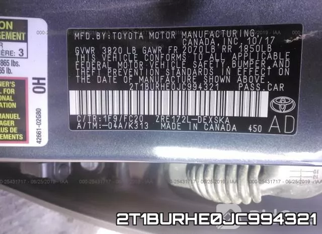 2T1BURHE0JC994321 фото 10