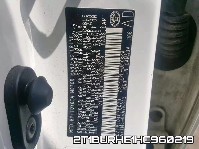 2T1BURHE1HC960219 фото 2