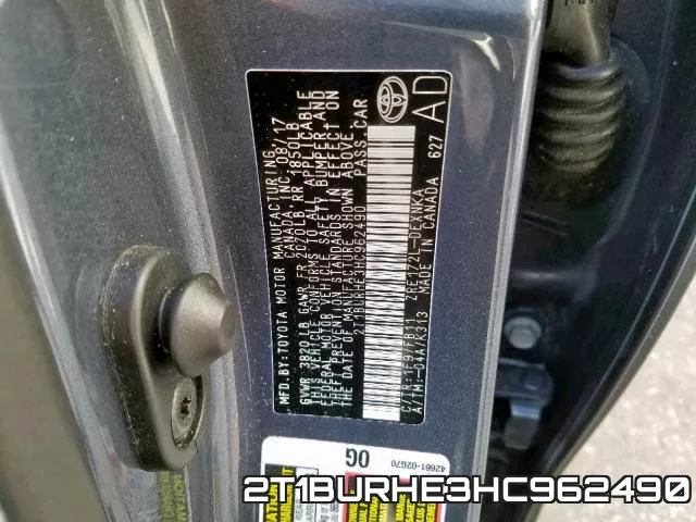 2T1BURHE3HC962490 фото 2