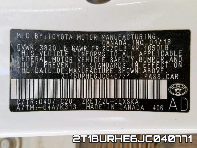 2T1BURHE6JC040771 фото 2