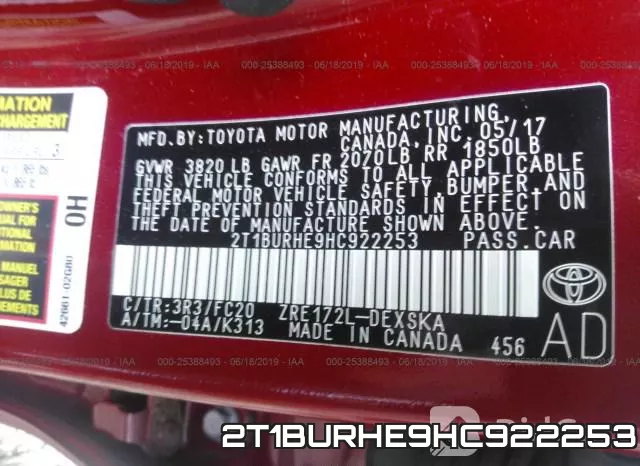 2T1BURHE9HC922253 фото 10