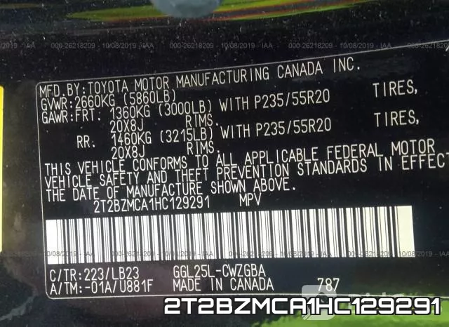 2T2BZMCA1HC129291 фото 10