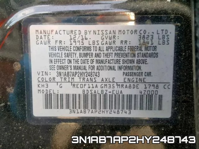 3N1AB7AP2HY248743 фото 2