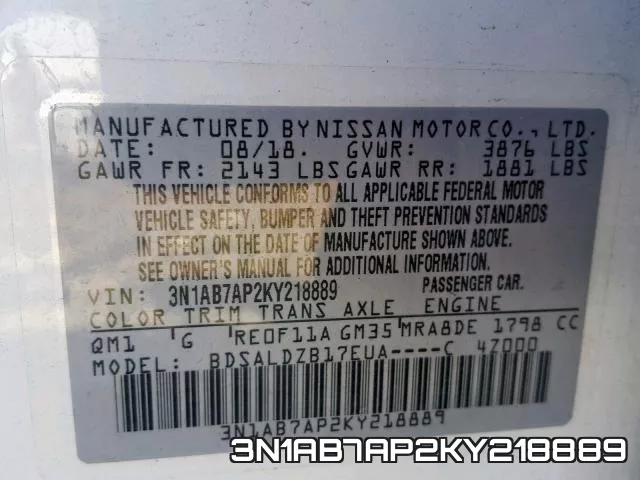 3N1AB7AP2KY218889 фото 2