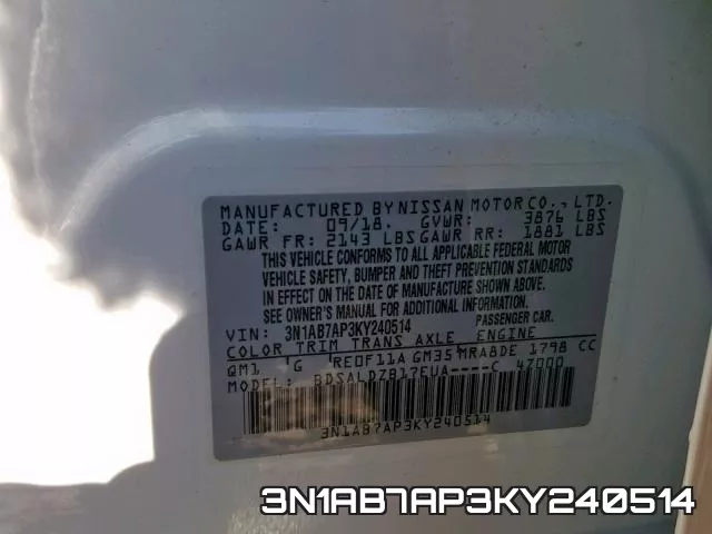 3N1AB7AP3KY240514 фото 2