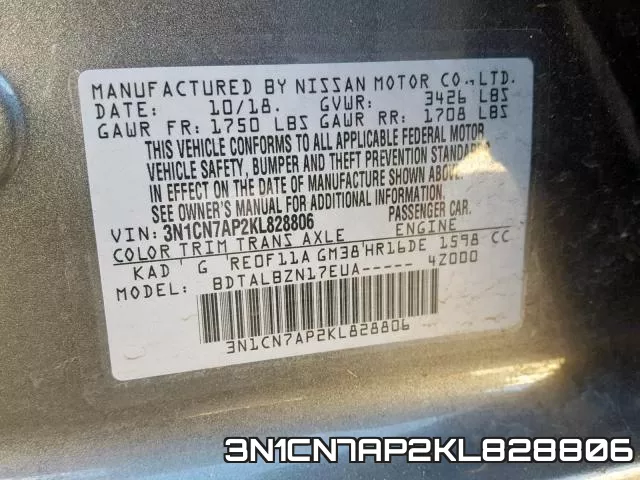 3N1CN7AP2KL828806 фото 2