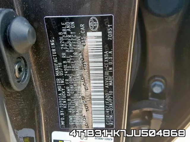 4T1B31HK7JU504868 фото 2