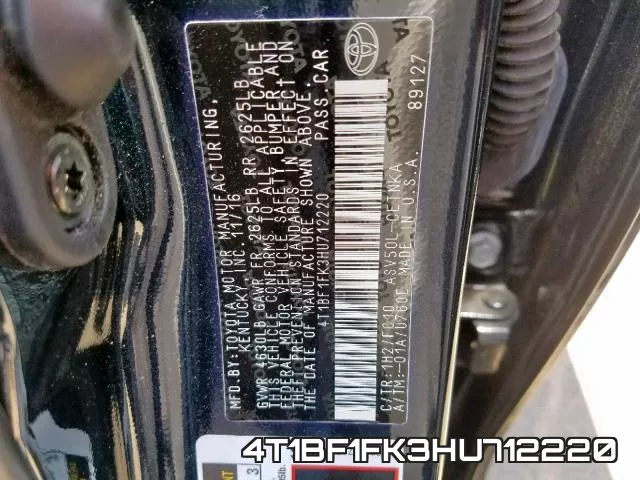 4T1BF1FK3HU712220 фото 2