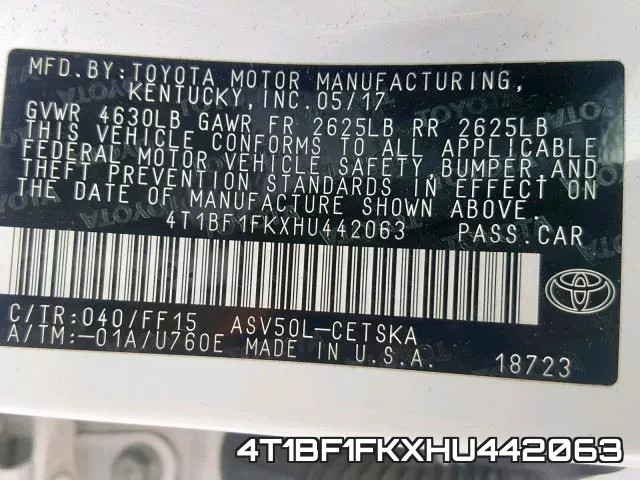 4T1BF1FKXHU442063 фото 2