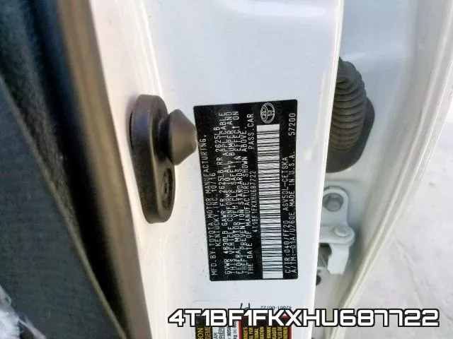 4T1BF1FKXHU687722 фото 2