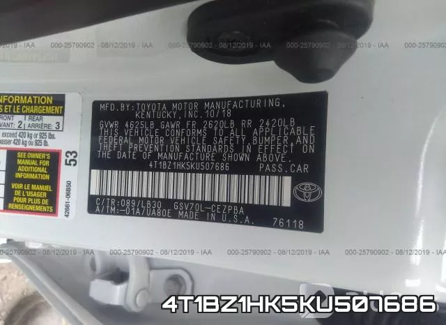 4T1BZ1HK5KU507686 фото 10
