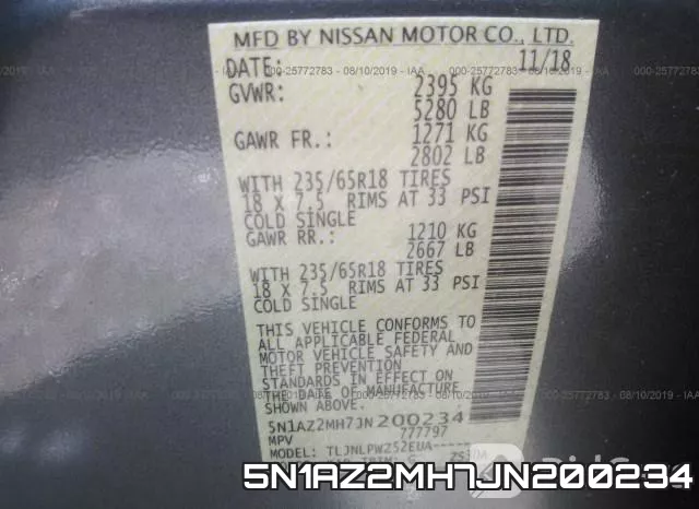 5N1AZ2MH7JN200234 фото 10