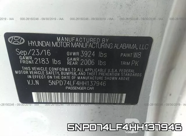 5NPD74LF4HH137946 фото 10