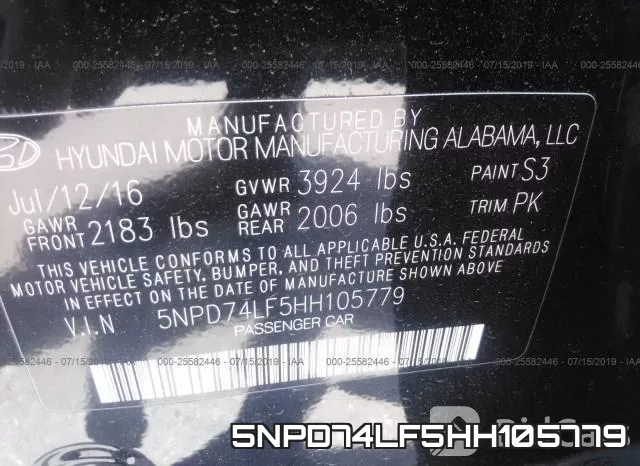 5NPD74LF5HH105779 фото 10