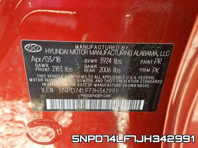 5NPD74LF7JH342991 фото 2