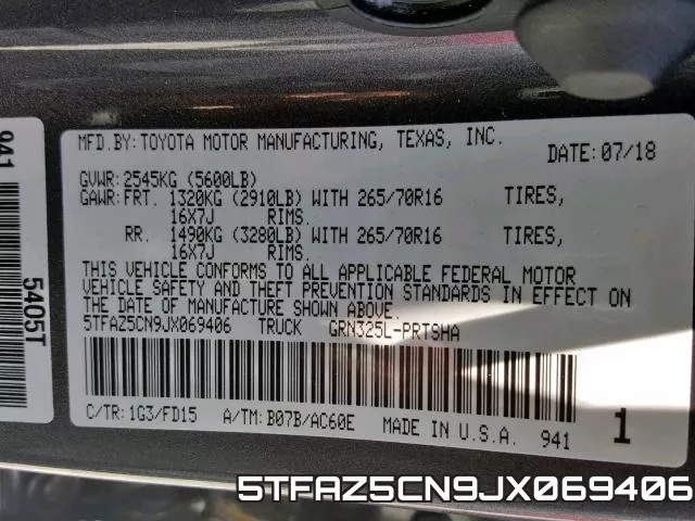 5TFAZ5CN9JX069406 фото 2