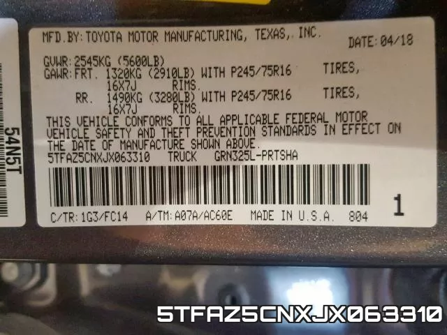 5TFAZ5CNXJX063310 фото 2