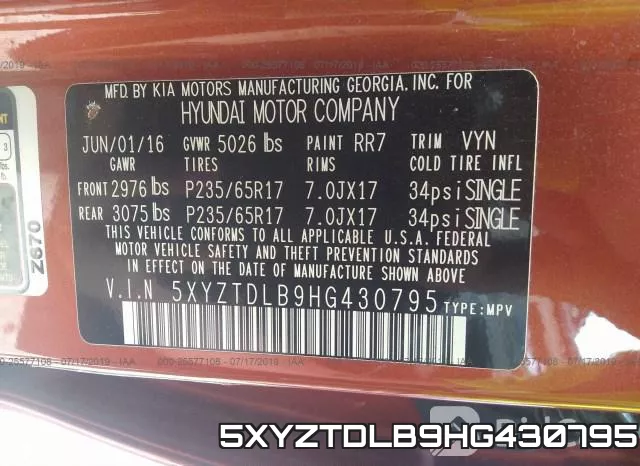 5XYZTDLB9HG430795 фото 10