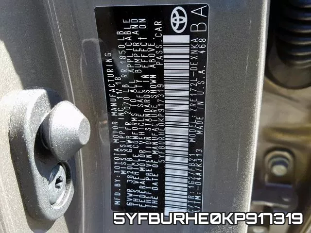 5YFBURHE0KP917319 фото 2