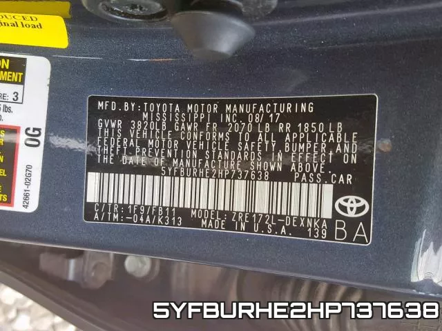 5YFBURHE2HP737638 фото 2
