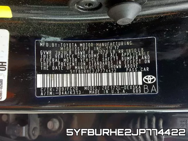 5YFBURHE2JP774422 фото 2