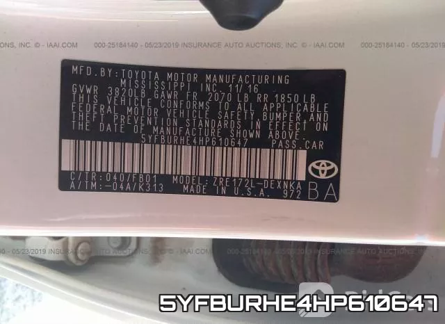 5YFBURHE4HP610647 фото 10