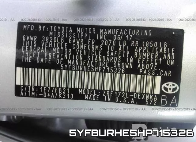 5YFBURHE5HP715326 фото 10
