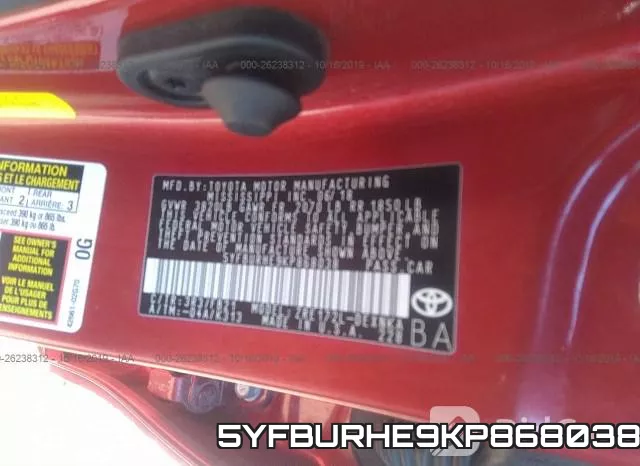 5YFBURHE9KP868038 фото 9