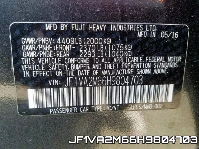 JF1VA2M66H9804703 фото 2