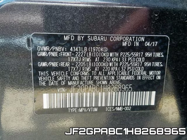 JF2GPABC1H8268965 фото 2