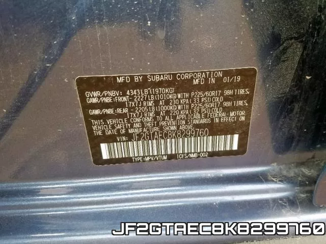 JF2GTAEC8K8299760 фото 2