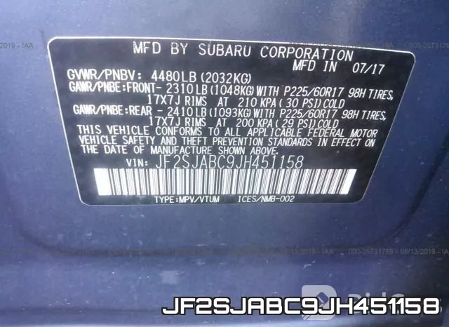 JF2SJABC9JH451158 фото 10