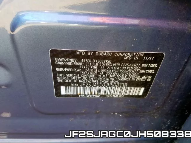 JF2SJAGC0JH508338 фото 2